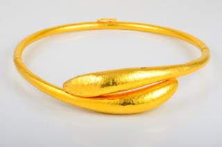 Appraisal: Lalaounis Hammered Gold Cuff Necklace Lalaounis hammered gold cuff necklace