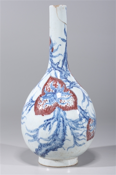 Appraisal: Chinese blue white and red porcelain bottle vase with fruit