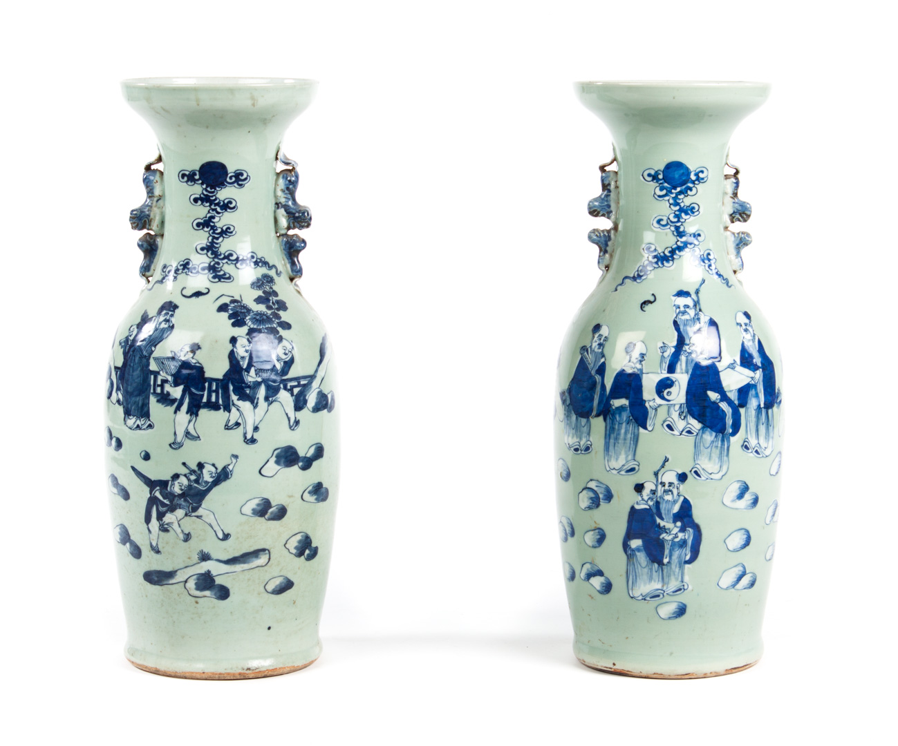 Appraisal: Pair of Chinese Export celadon vases mid- th century large