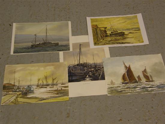 Appraisal: Keith Burtonshaw five watercolours of East Anglia shipping scenes the