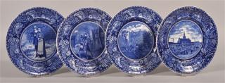 Appraisal: Blue Transfer Historic Views Plates Marked R M Co -