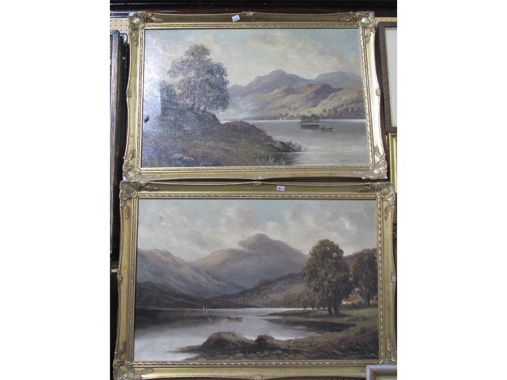 Appraisal: Pair of oils on canvas 'Ellis Isle' and 'Loch Awe'