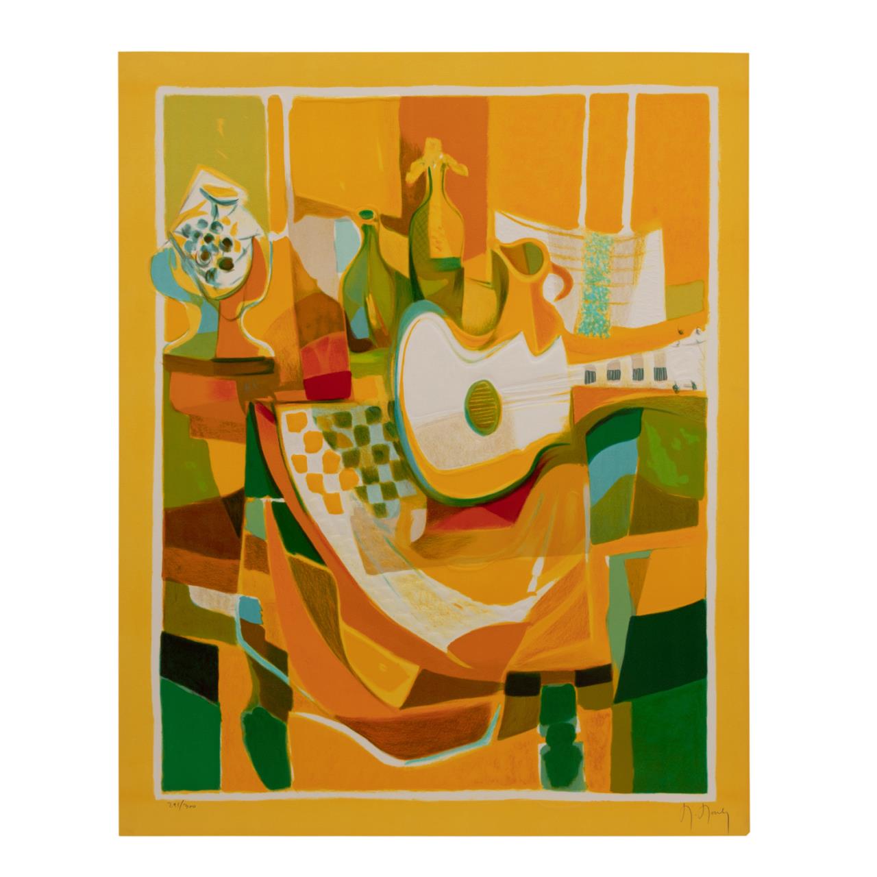 Appraisal: MARCEL MOULY LA GRADE GUITARE BLANCHE LITHOGRAPH Marcel Mouly French