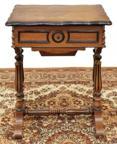 Appraisal: French Louis Philippe period walnut sewing work table mid th