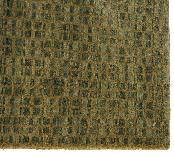 Appraisal: A contemporary green and blue geometric carpet size approximately ft