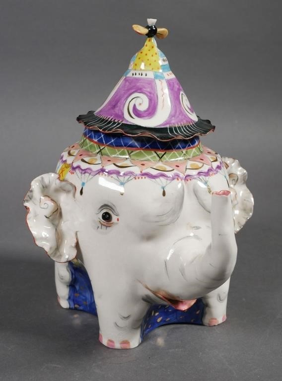 Appraisal: Figural elephant teapot including a propeller cap lid completely hand