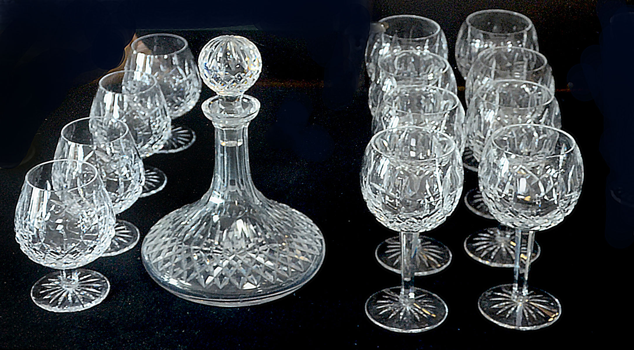 Appraisal: PC LISMORE WATERFORD COLLECTION wine water goblets '' brandy glasses