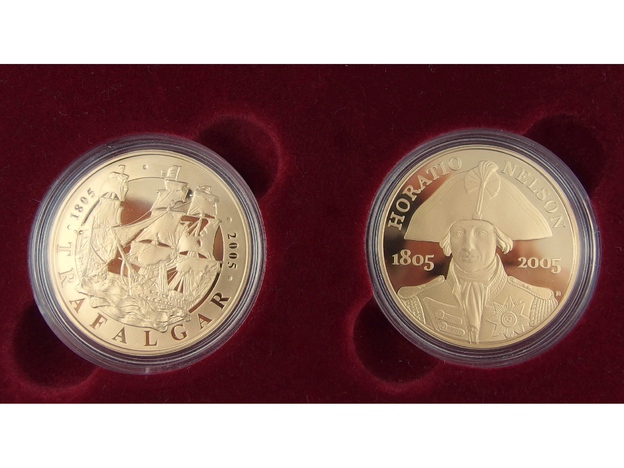 Appraisal: A Royal Mint Nelson Trafalgar pair of gold proof five