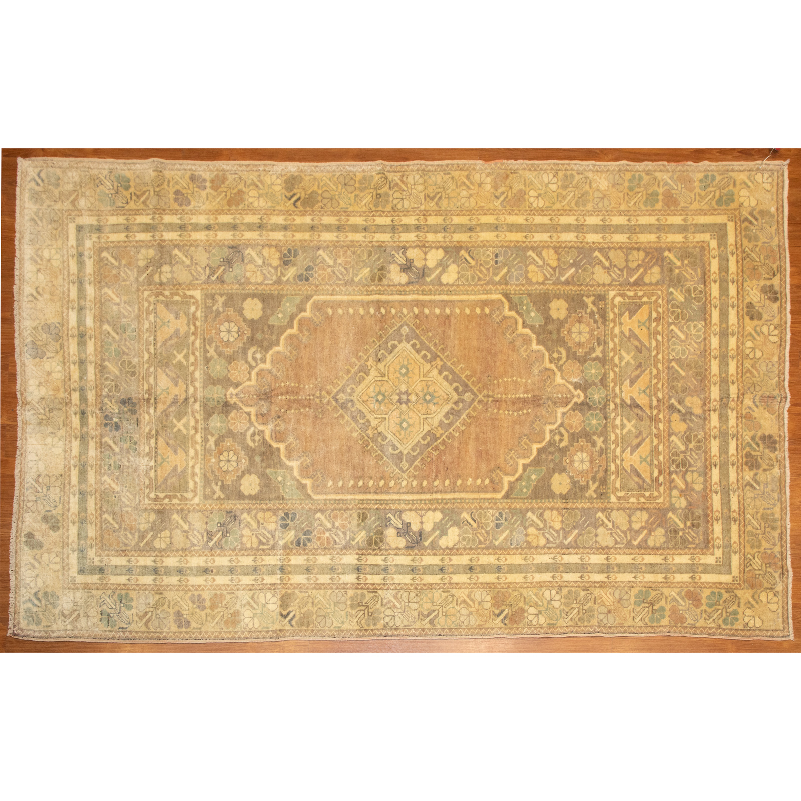 Appraisal: ANTIQUE OUSHAK RUG TURKEY X Second quarter- th century hand-knotted