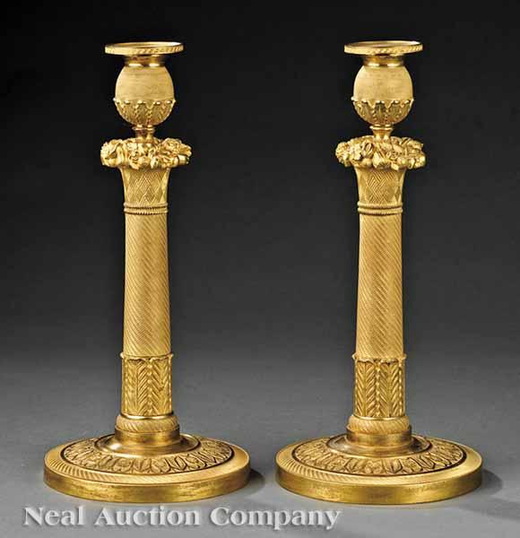 Appraisal: A Pair of Charles X Ormolu Candlesticks c finely cast