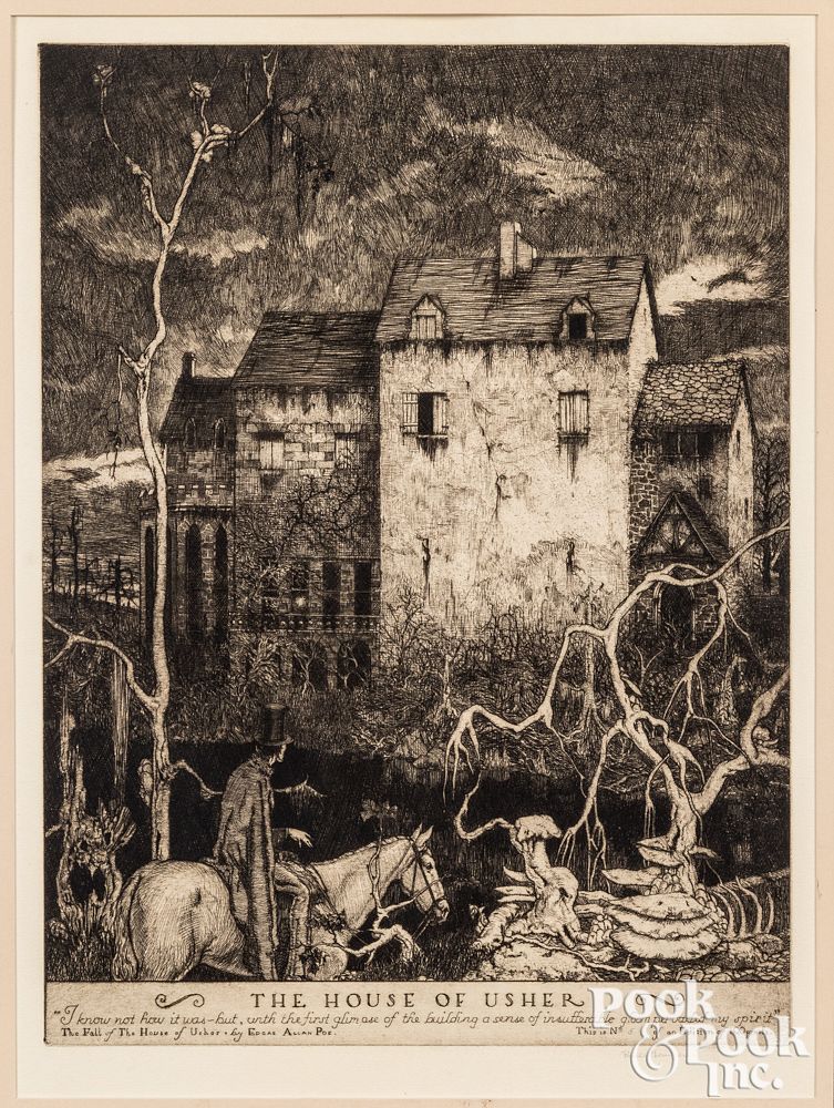 Appraisal: Robert Lawson etching titled The House of Usher Robert Lawson