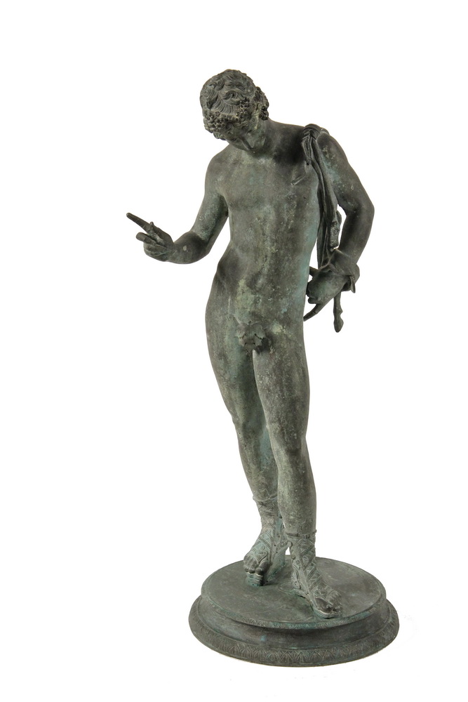 Appraisal: MICHELE AMODIO Italian th c - Narcissus patinated cast bronze