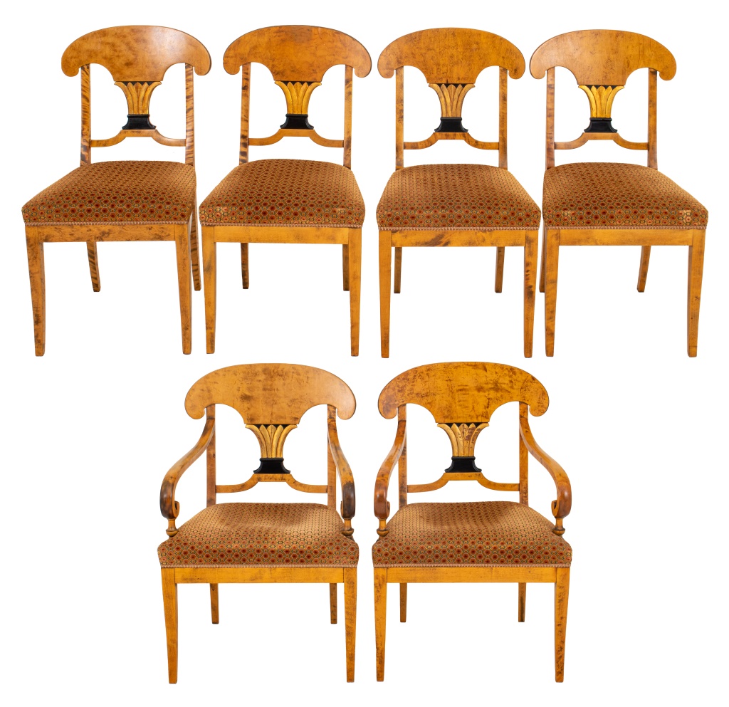 Appraisal: SCANDINAVIAN BIEDERMEIER REVIVAL DINING CHAIRS Scandinavian Biedermeier Revival dining chairs