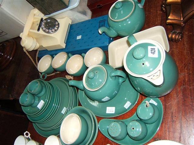 Appraisal: A collection of green Denby stoneware pottery