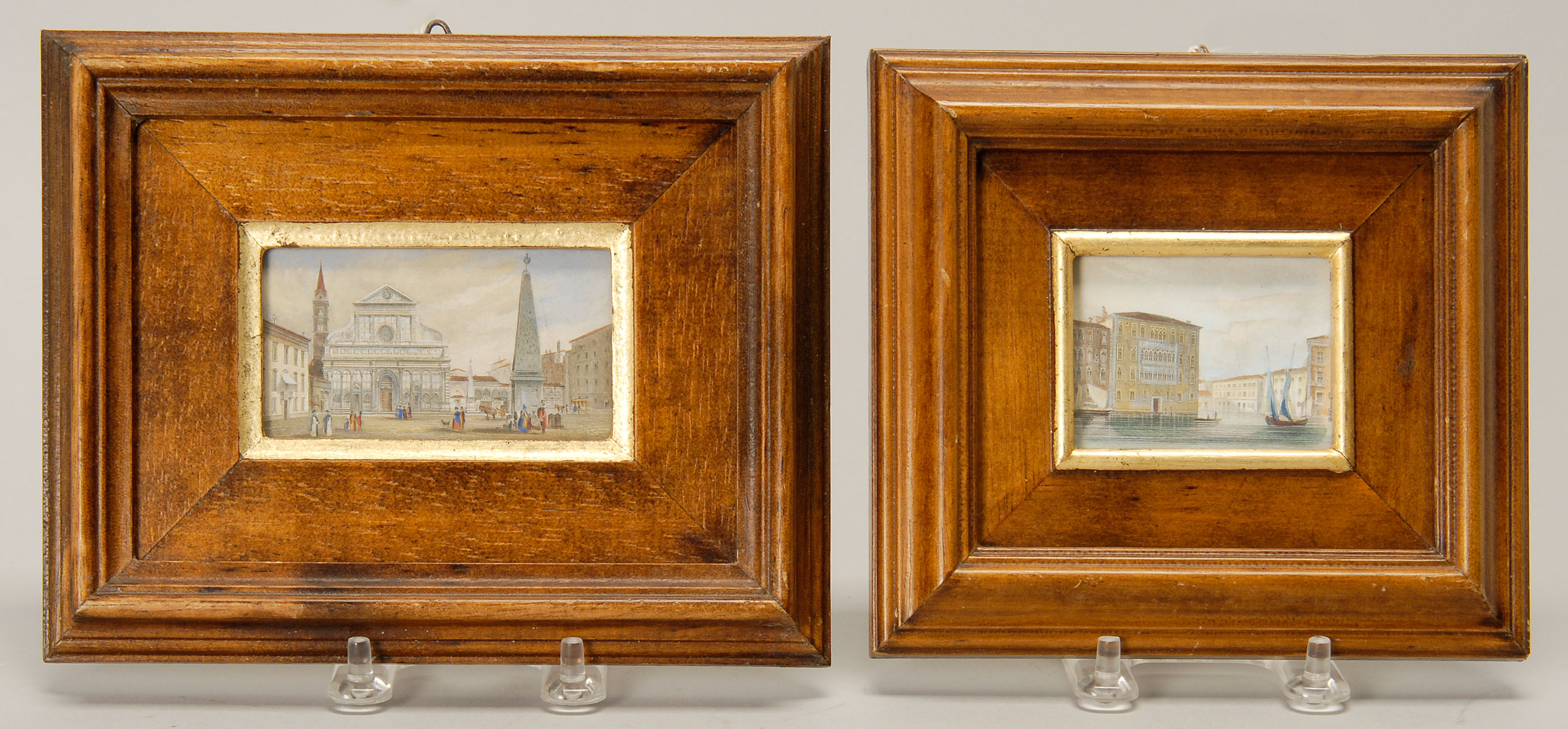 Appraisal: TWO FRAMED HAND-COLORED ENGRAVINGS OF ITALIAN VIEWS Mid- th CenturyOne