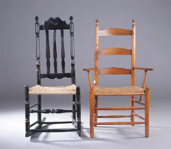 Appraisal: TWO EARLY AMERICAN TURNED CHAIRS th century New England and