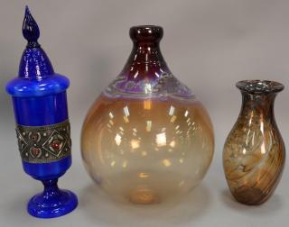 Appraisal: Three art glass pieces to include James Clarke art glass