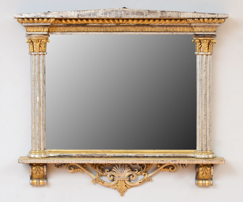 Appraisal: CLASSICAL CARVED WOOD GOLD AND SILVER LEAF-GESSO MIRROR x x