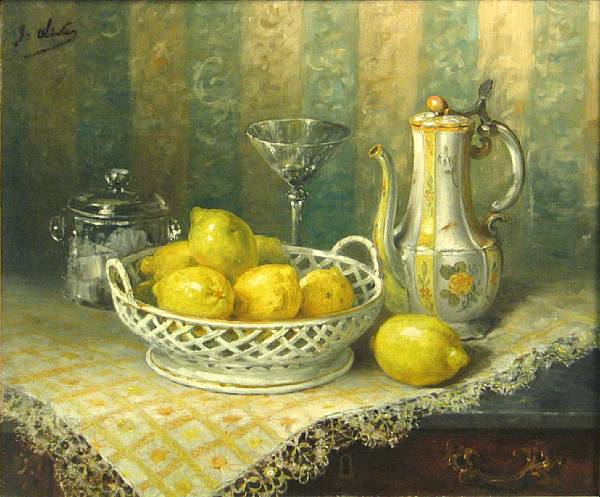 Appraisal: G Olivier French A still life with lemons signed 'G