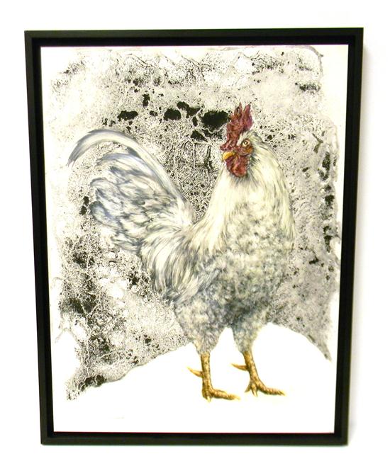 Appraisal: Diane Brainerd American th C White Rooster mixed media pencil