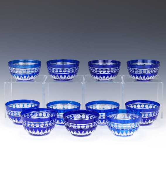 Appraisal: VAL ST LAMBERT BOWLS SET OF Cobalt blue bowls set