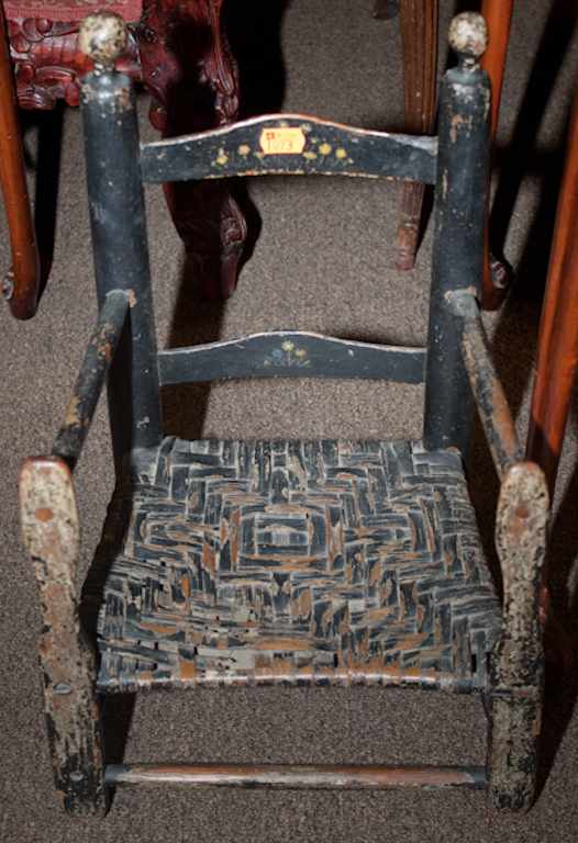 Appraisal: Early American paint decorated rush seat ladder-back child's chair th