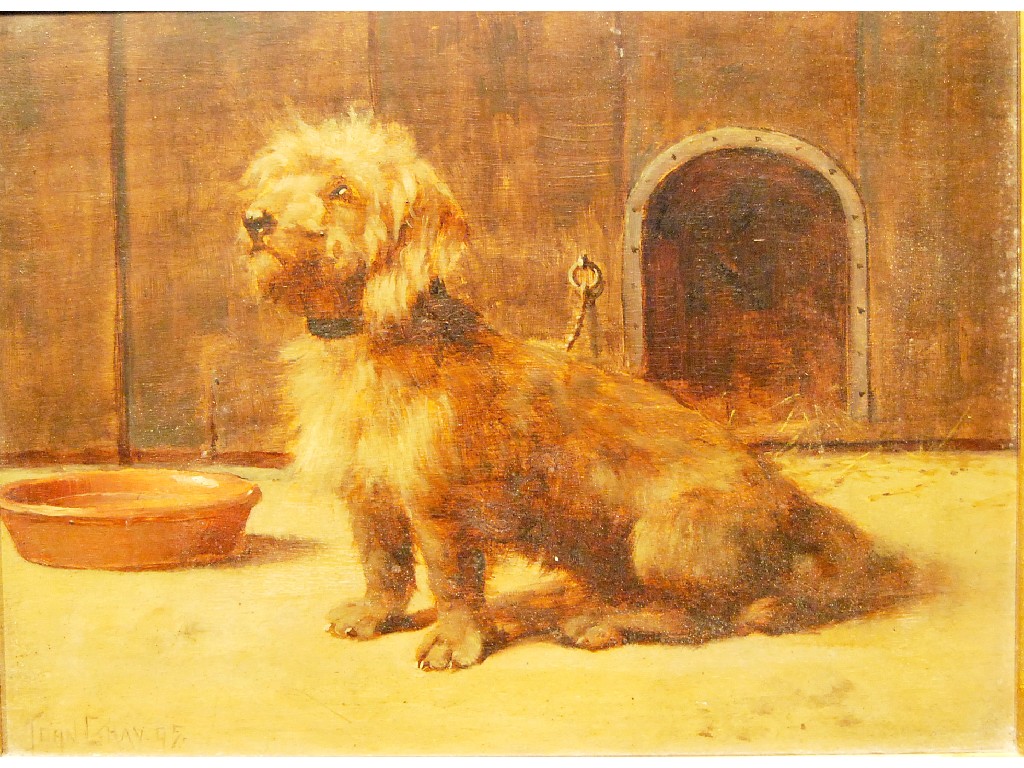 Appraisal: John Gray - Study of a terrier tethered before his