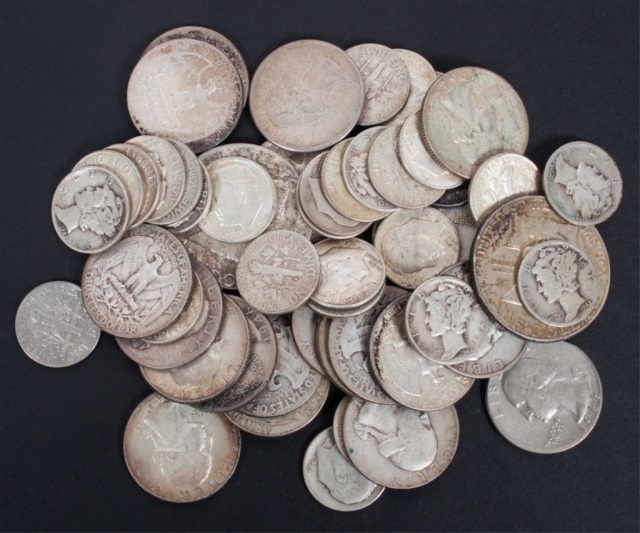 Appraisal: Assorted U S silver coins comprising two Franklin type half