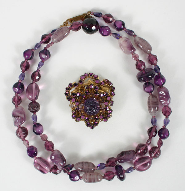 Appraisal: Miriam Haskell two pc including glass beaded strand necklace in