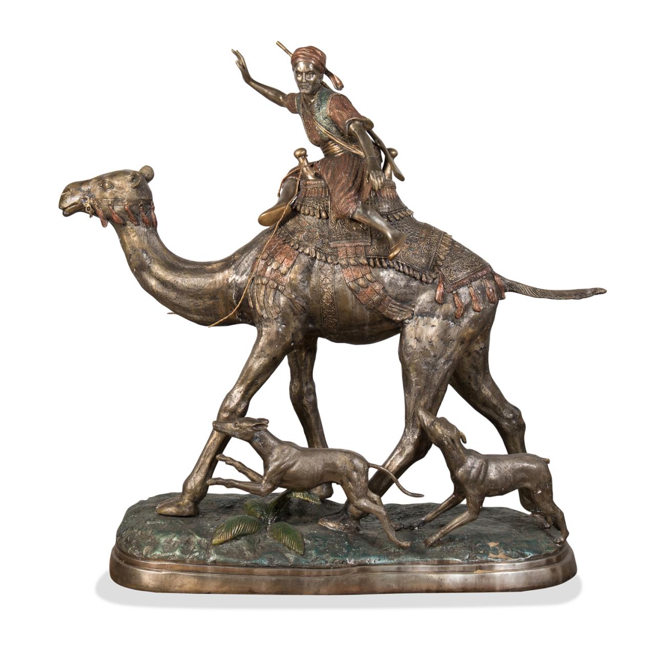 Appraisal: AFTER ALFRED DUBUCAND CAMEL HUNTER LARGE BRONZE After Alfred Dubucand