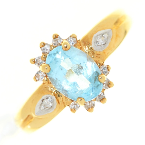 Appraisal: An aquamarine and diamond cluster ring in ct gold import