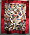 Appraisal: QUILT - x - Circa hand stitched family crazy quilt