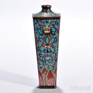 Appraisal: Small Cloisonne Vase China th th century square with long