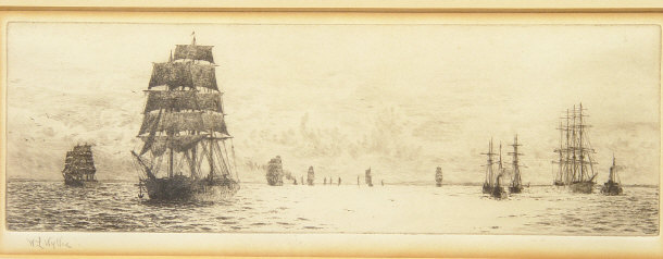 Appraisal: W L Wyllie - Pencil signed print after an engraving