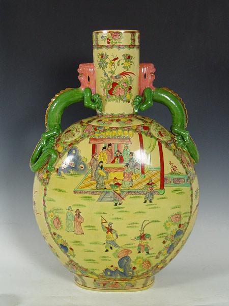 Appraisal: FOOT TALL DECORATIVE CHINESE VASE Dragon form handles '' x