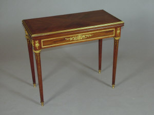 Appraisal: A French style mahogany and ormolu mounted card table th