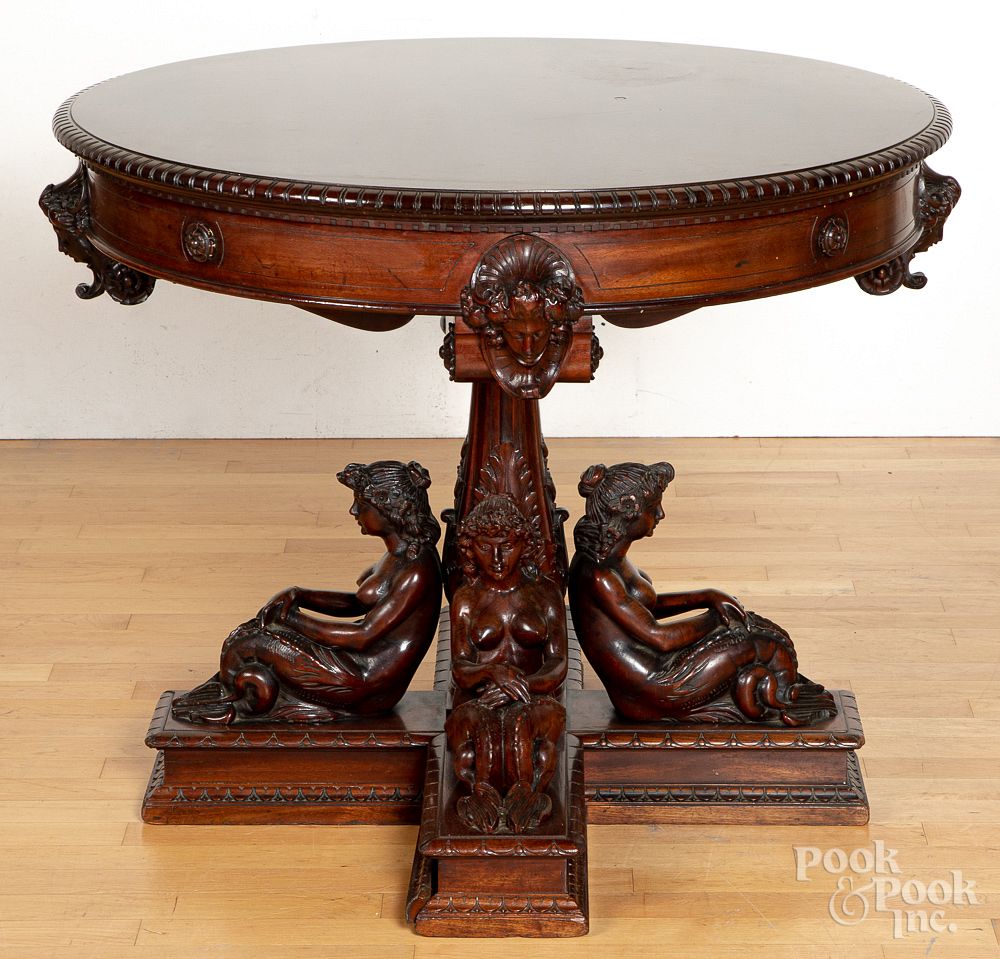 Appraisal: R J Horner mahogany center table ca R J Horner