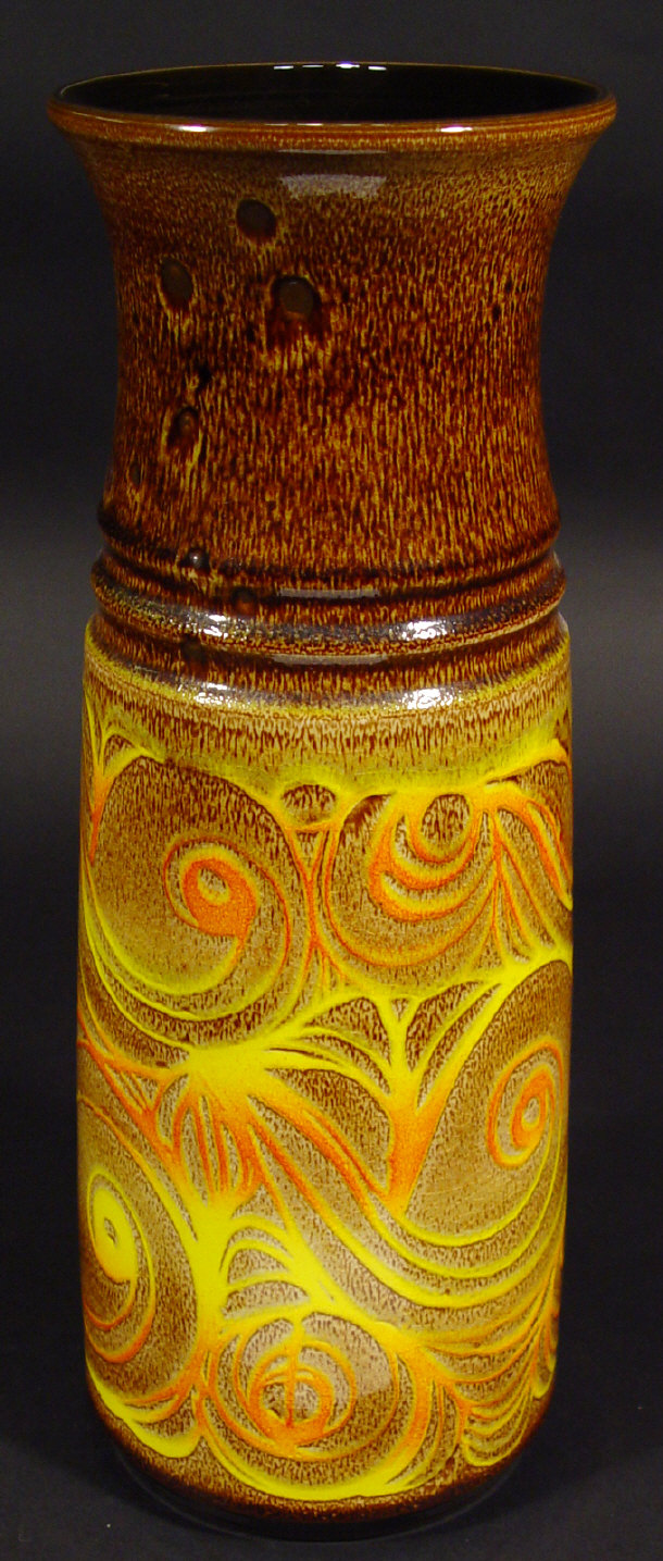 Appraisal: Large Poole Pottery Aegean vase decorated with an abstract yellow