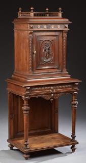 Appraisal: French Henri II Carved Walnut Cupboard on Stand c French