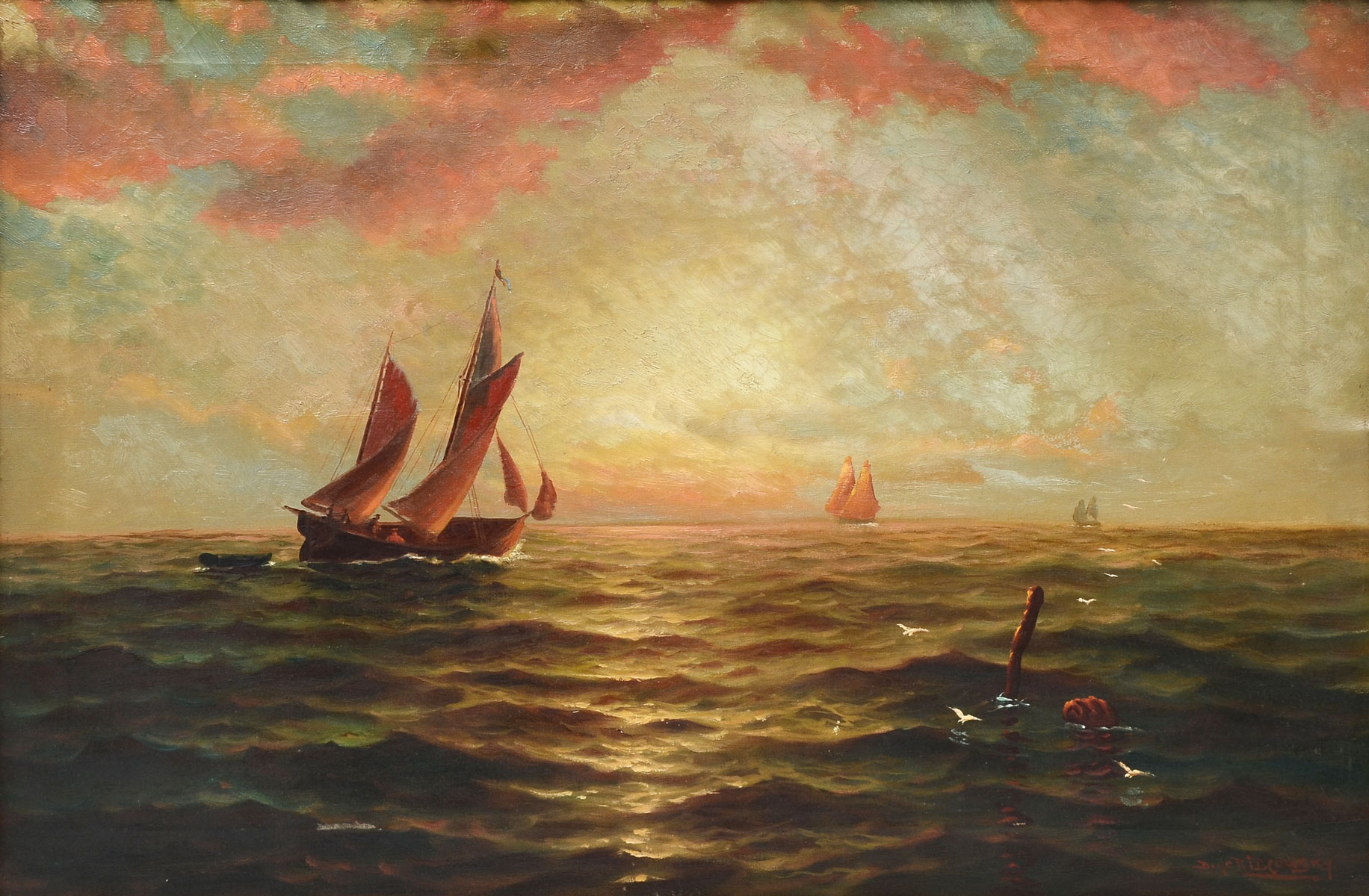 Appraisal: DE RIBCOWSKY Richard Dey Bulgarian - Maritime Scene with Sailing