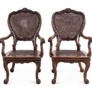 Appraisal: A Pair of Carved Fauteuils Possibly Irish th Century each