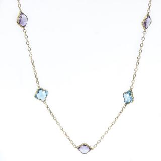 Appraisal: Vintage Amethyst Blue Topaz and Karat Yellow Gold Quatrefoil Necklace