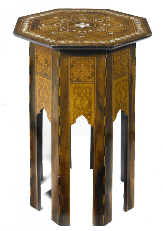 Appraisal: A MIDDLE EASTERN PARQUETRY AND MOTHER OF PEARL INLAID TABLE