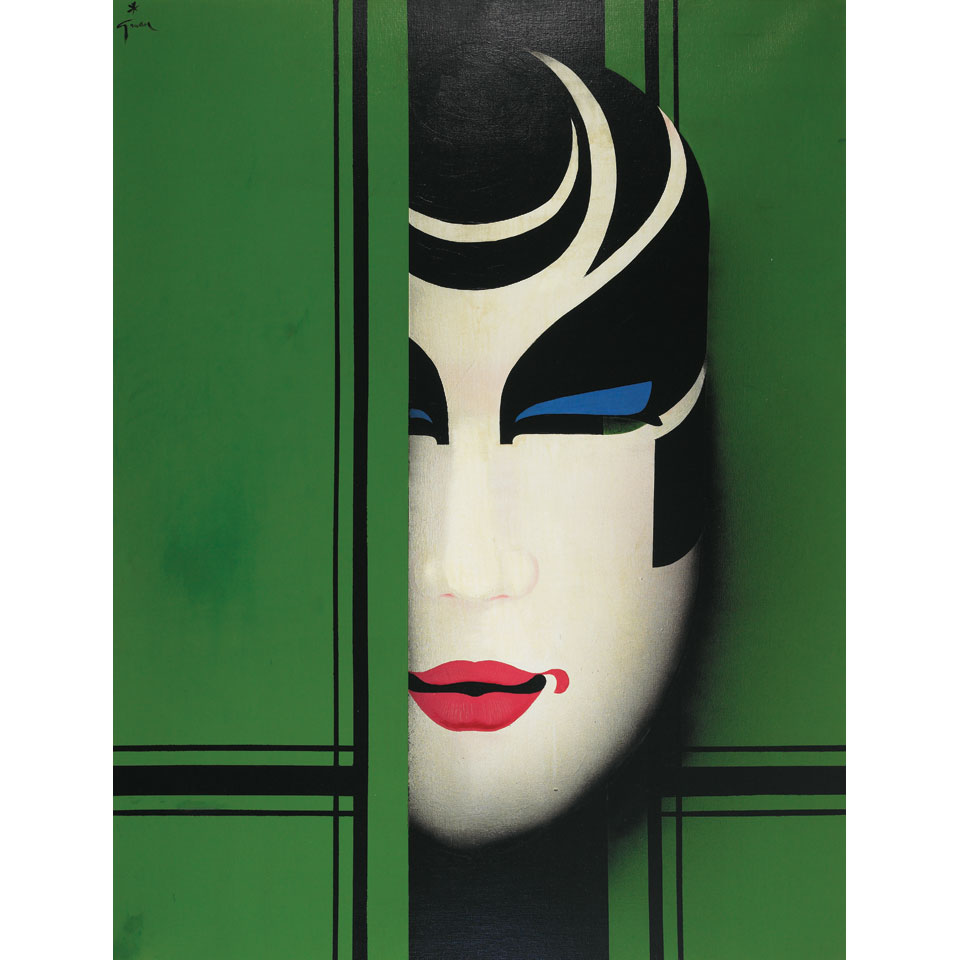 Appraisal: Rene Gruau - Italian French THE MASK Oil on canvas