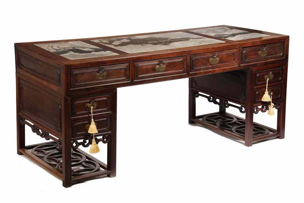 Appraisal: CHINESE THREE-PIECE PARTNERS DESK - th c Chinese Partners Desk