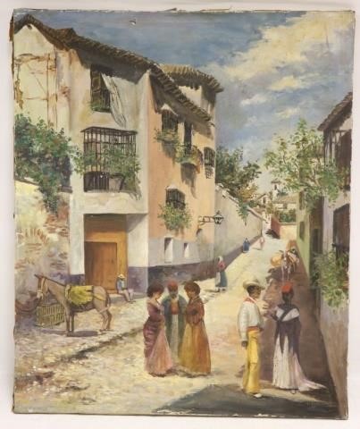 Appraisal: A MORGILLA OIL PAINTING ON CANVAS UNFRAMED THE PAINTING DEPICTS