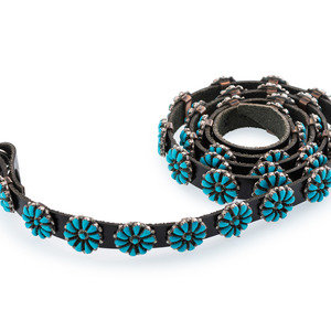 Appraisal: Petit Zuni Sterling Silver and Turquoise Cluster Concha Belt second