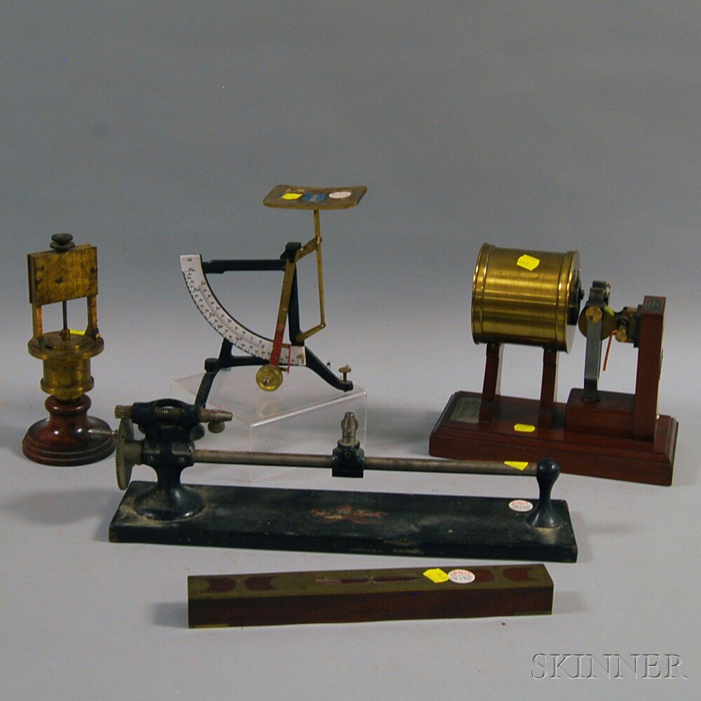 Appraisal: Group of Miscellaneous Wood and Brass Scientific Equipment ht to