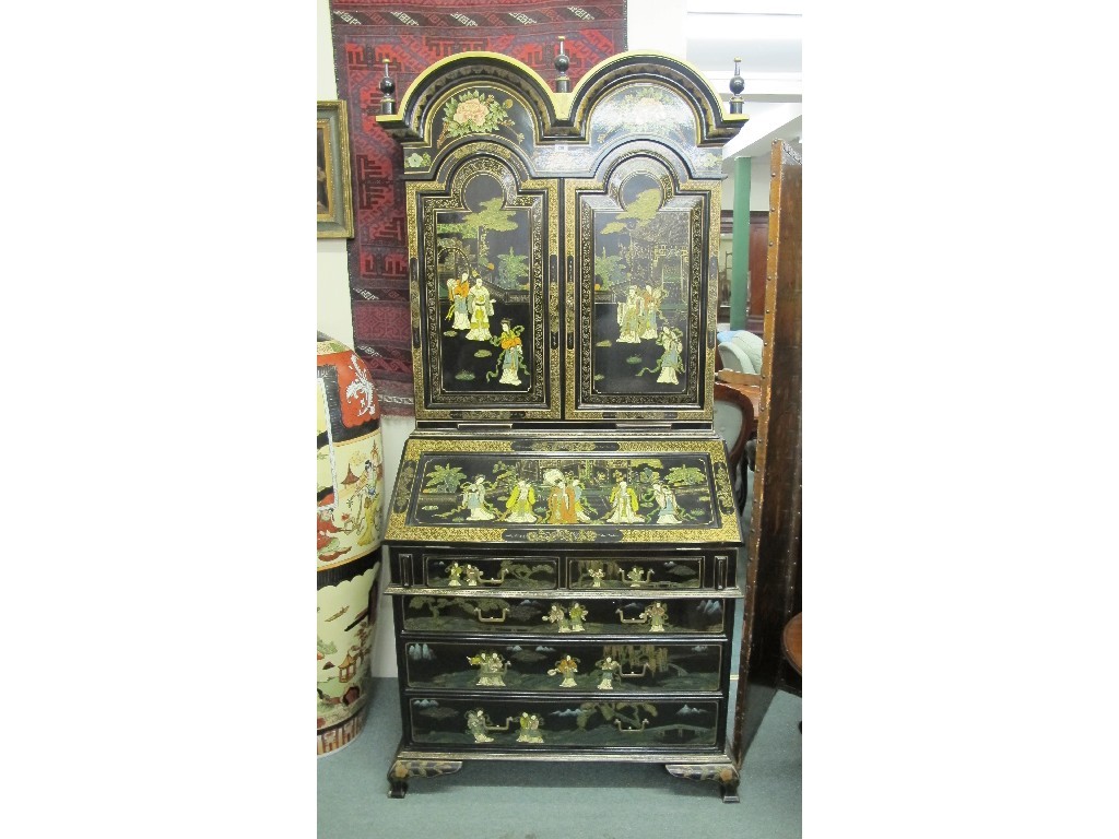 Appraisal: Chinoiserie decorated bureau bookcase