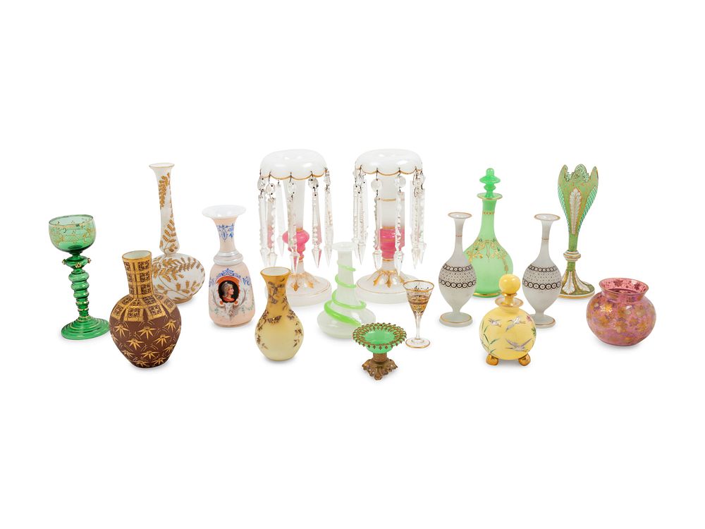 Appraisal: Sixteen French and Bohemian Glass Articles Sixteen French and Bohemian